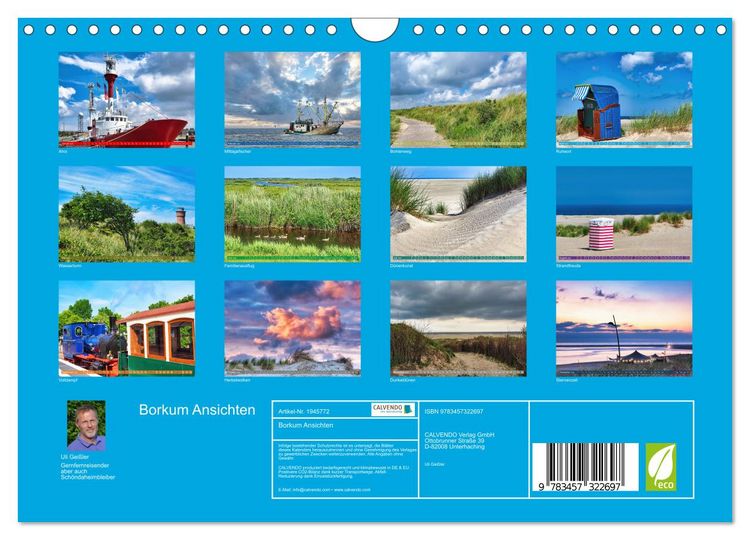 Produktbild: Borkum Ansichten (Wandkalender 2026 DIN A4 quer), CALVENDO Monatskalender