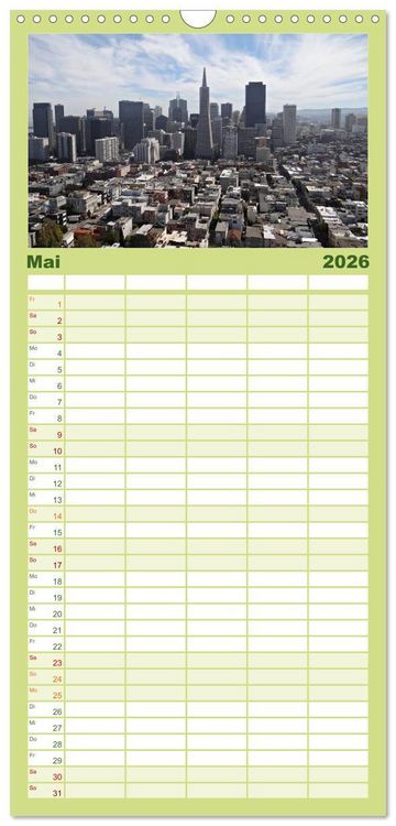 Produktbild: Familienplaner 2026 - San Francisco Westk&uuml;ste USA mit 5 Spalten (Wandkalender, 21 x 45 cm) CALVENDO
