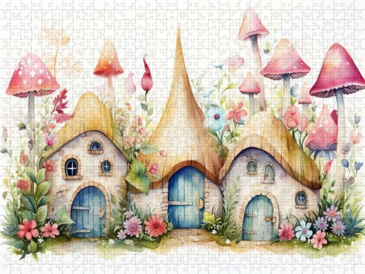 Produktbild: CALVENDO Puzzle Bunte Feenbehausungen | 1000 Teile Lege-Gr&ouml;&szlig;e 64x48cm Foto-Puzzle f&uuml;r gl&uuml;ckliche Stunden