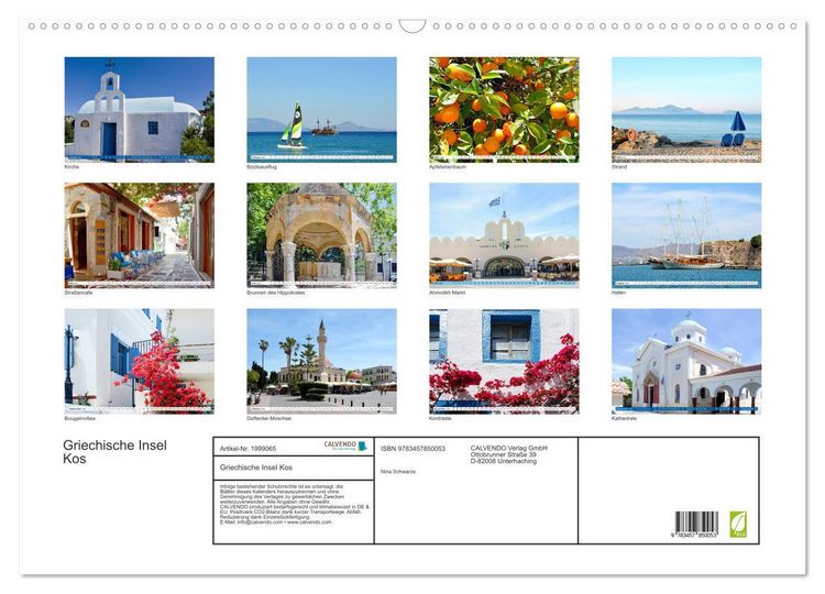 Produktbild: Griechische Insel Kos (Wandkalender 2026 DIN A2 quer), CALVENDO Monatskalender