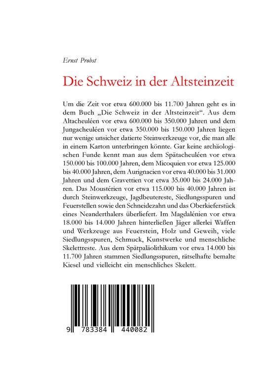 Produktbild: Die Schweiz in der Altsteinzeit