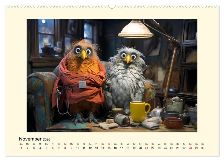Produktbild: Verr&uuml;ckte H&uuml;hner (hochwertiger Premium Wandkalender 2026 DIN A2 quer), Kunstdruck in Hochglanz