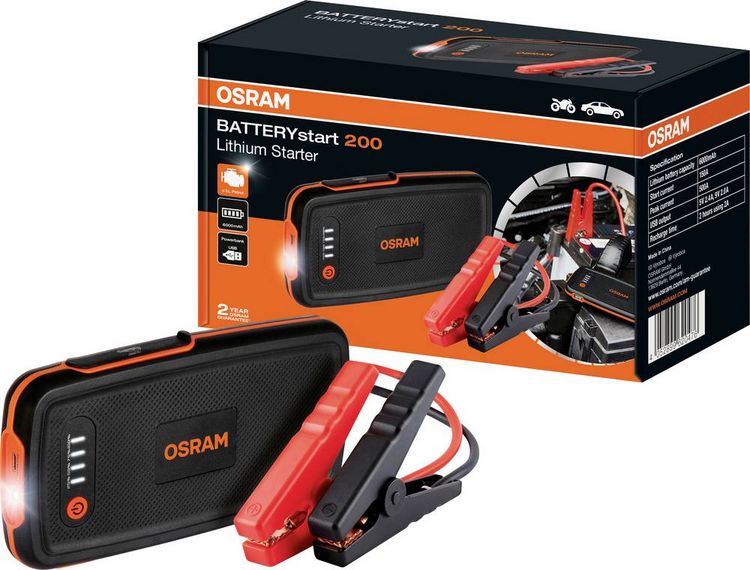 Produktbild: Osram Automotive Schnellstartsystem BATTERYstart 200 OBSL200 Starthilfestrom (12 V)=150 A USB-Steckdose 1x