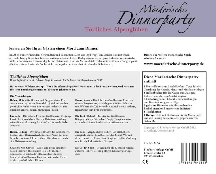 Produktbild: M&ouml;rderische Dinnerparty 06. T&ouml;dliches Alpengl&uuml;hen