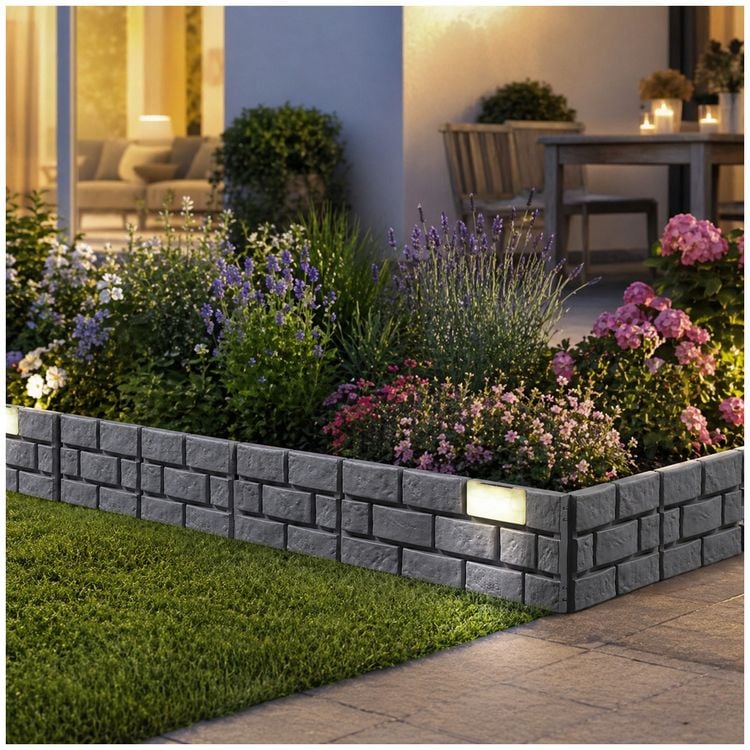Produktbild: HTI-Living Beetkantenset Solar Ziegelsteinoptik, 12tlg. Grau