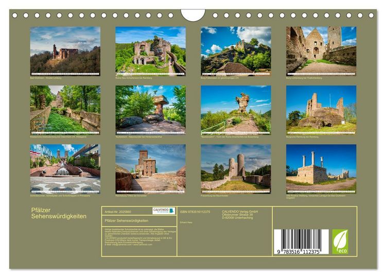 Produktbild: Pf&auml;lzer Sehensw&uuml;rdigkeiten (Wandkalender 2026 DIN A4 quer), CALVENDO Monatskalender
