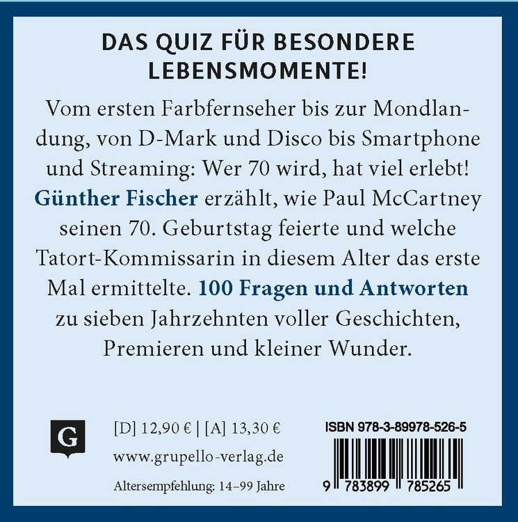 Produktbild: 70. Geburtstag. Das Quiz