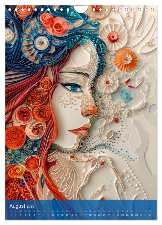 Produktbild: Quilling-Kunst - Elegante Frauenportr&auml;ts aus Papierstreifen (Wandkalender 2026 DIN A4 hoch), CALVENDO Monatskalender