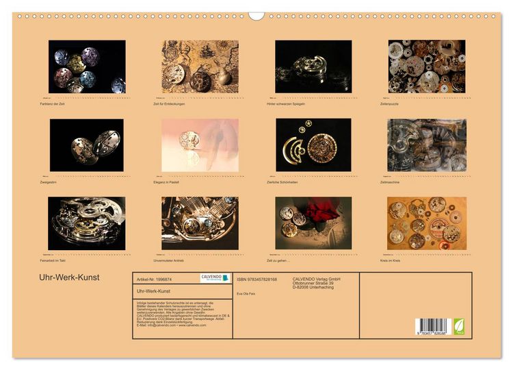 Produktbild: Uhr-Werk-Kunst (Wandkalender 2026 DIN A2 quer), CALVENDO Monatskalender