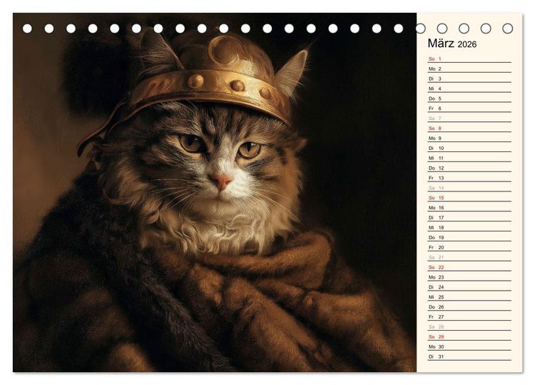 Produktbild: Katzen schaffen Kunst (Tischkalender 2026 DIN A5 quer), CALVENDO Monatskalender