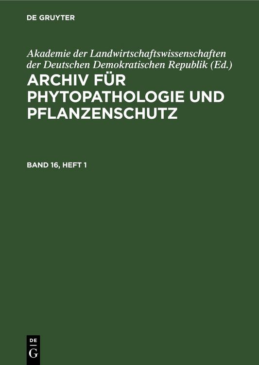 Produktbild: Archiv f&uuml;r Phytopathologie und Pflanzenschutz. Band 16, Heft 1