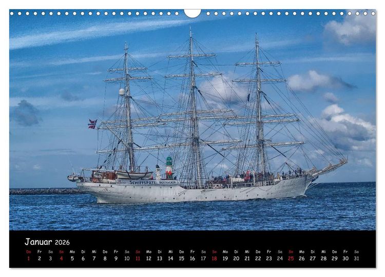 Produktbild: Windjammer vor Warnem&uuml;nde (Wandkalender 2026 DIN A3 quer), CALVENDO Monatskalender