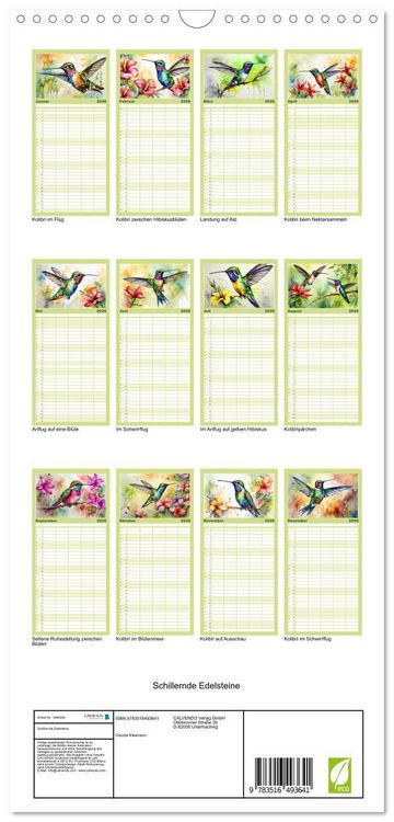 Produktbild: Familienplaner 2026 - Schillernde Edelsteine mit 5 Spalten (Wandkalender, 21 x 45 cm) CALVENDO