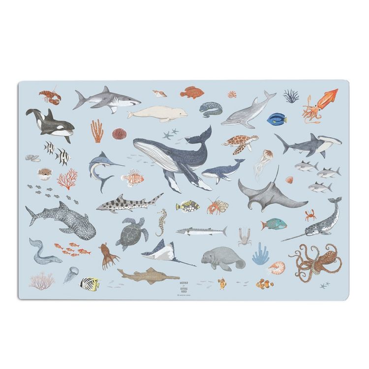 Produktbild: Scriptum Schreibtischunterlage f&uuml;r Kinder Meerestiere - 60 x 40 cm - aus premium Vinyl
