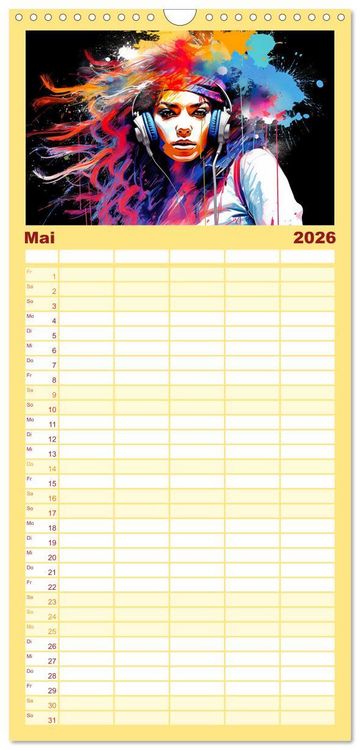 Produktbild: Familienplaner 2026 - Color Dance Art mit 5 Spalten (Wandkalender, 21 x 45 cm) CALVENDO