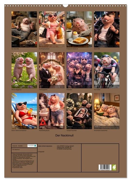 Produktbild: Der Nacktmull (Wandkalender 2027 DIN A2 hoch), CALVENDO Monatskalender