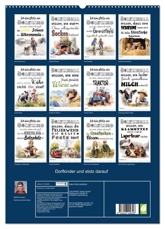 Produktbild: Dorfkinder und stolz darauf (hochwertiger Premium Wandkalender 2026 DIN A2 hoch), Kunstdruck in Hochglanz