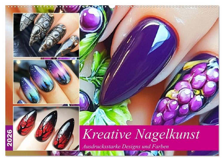 Produktbild: Kreative Nagelkunst. Ausdrucksstarke Designs und Farben (Wandkalender 2026 DIN A2 quer), CALVENDO Monatskalender