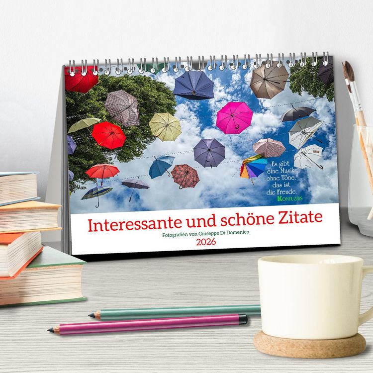 Produktbild: Interessante und sch&ouml;ne Zitate (Tischkalender 2026 DIN A5 quer), CALVENDO Monatskalender