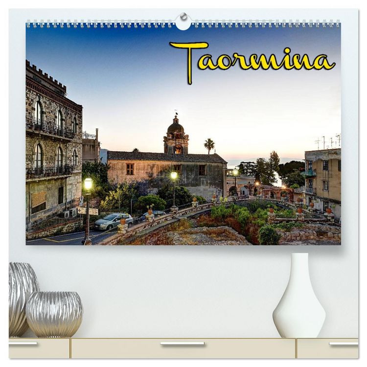Produktbild: Taormina zur blauen Stunde (hochwertiger Premium Wandkalender 2026 DIN A2 quer), Kunstdruck in Hochglanz