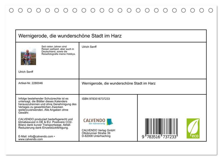 Produktbild: Wernigerode, die wundersch&ouml;ne Stadt im Harz (Tischkalender 2026 DIN A5 quer), CALVENDO Monatskalender