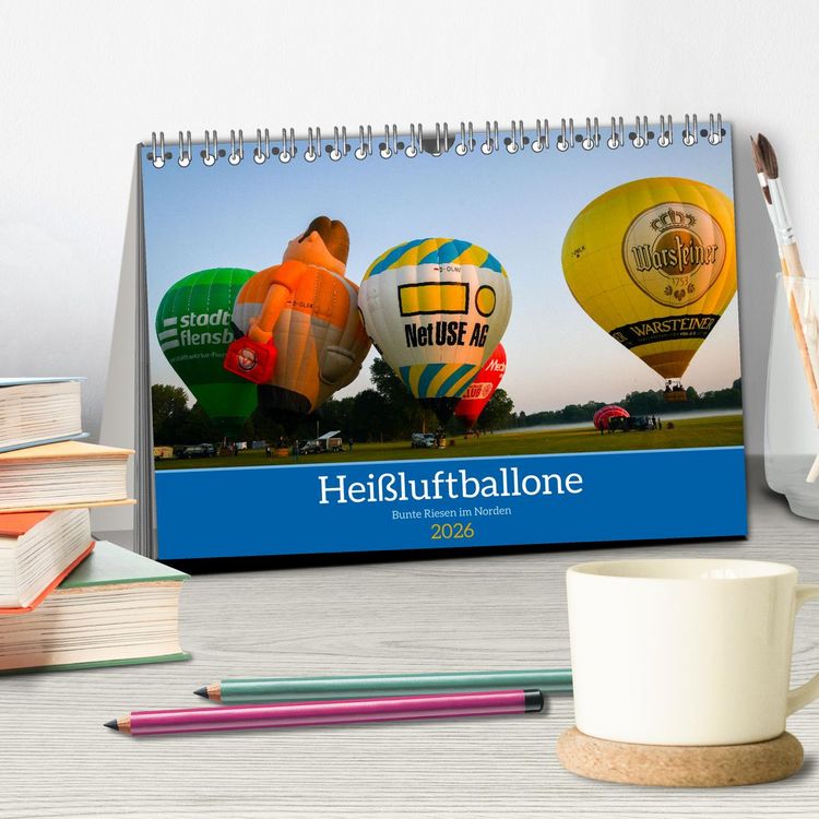 Produktbild: Hei&szlig;luftballone - Bunte Riesen im Norden (Tischkalender 2026 DIN A5 quer), CALVENDO Monatskalender