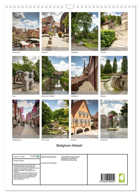 Produktbild: Bietigheim Altstadt (Wandkalender 2026 DIN A3 hoch), CALVENDO Monatskalender