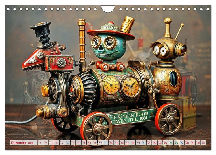Produktbild: Mechanische Wunderwelten - Ein Jahr mit Steampunk Toys (Wandkalender 2026 DIN A4 quer), CALVENDO Monatskalender