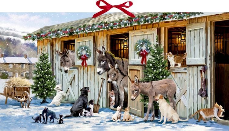 Produktbild: Wand-Adventskalender &ndash; Weihnacht bei den Tieren im Stall