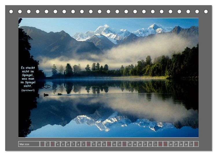 Produktbild: Naturwunder Neuseeland - in Bild und Text (Tischkalender 2026 DIN A5 quer), CALVENDO Monatskalender