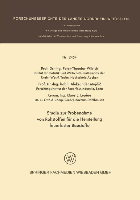 Produktbild: Studie zur Probenahme von Rohstoffen f&uuml;r die Herstellung feuerfester Baustoffe