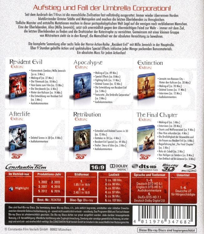 Produktbild: Resident Evil 1-6 [6 BRs]