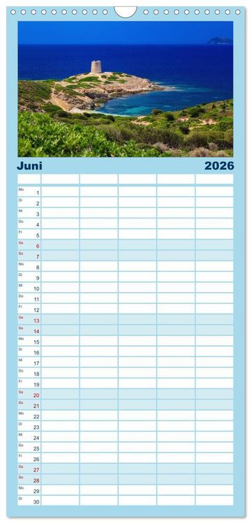 Produktbild: Familienplaner 2026 - Sardinien - Traumstr&auml;nde am Mittelmeer mit 5 Spalten (Wandkalender, 21 x 45 cm) CALVENDO