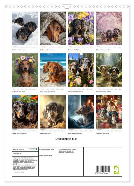 Produktbild: Dackelspa&szlig; pur! (Wandkalender 2027 DIN A3 hoch), CALVENDO Monatskalender