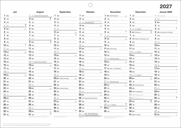 Produktbild: Black&White Tafelkalender A4 2027