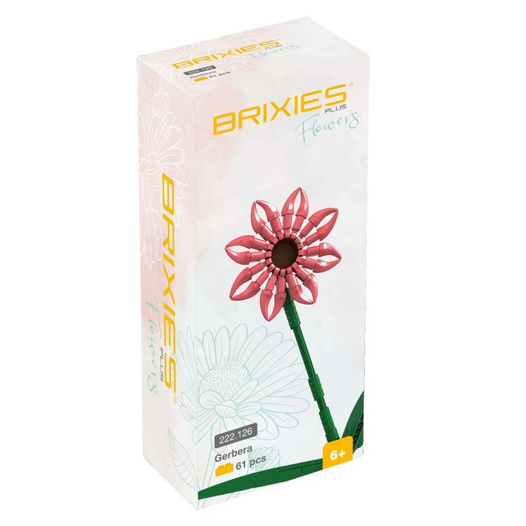Produktbild: BRIXIES 222126 - Gerbera Lachs, 3D Konstruktionsbausatz, ca. 61 Teile
