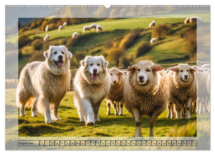Produktbild: Majest&auml;tische Pyren&auml;en Berghunde (Wandkalender 2026 DIN A2 quer), CALVENDO Monatskalender