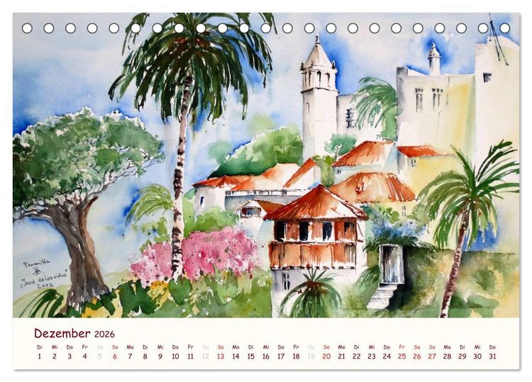 Produktbild: Lanzarote und Teneriffa - Aquarelle (Tischkalender 2026 DIN A5 quer), CALVENDO Monatskalender