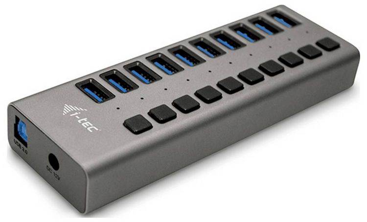 Produktbild: i-tec U3CHARGEHUB10 USB-Hub 10 Port USB-A USB 3.0 5 GBit/s Grau I-TEC USB 3.0 Charging HUB 10 Port