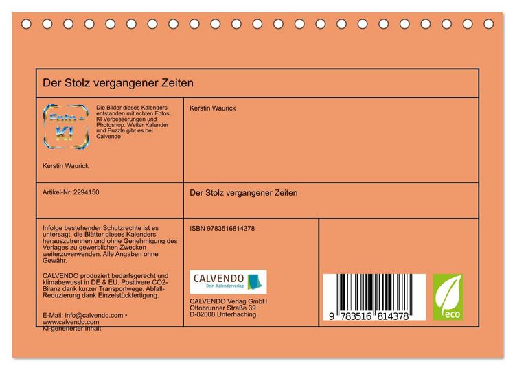 Produktbild: Der Stolz vergangener Zeiten (Tischkalender 2027 DIN A5 quer), CALVENDO Monatskalender