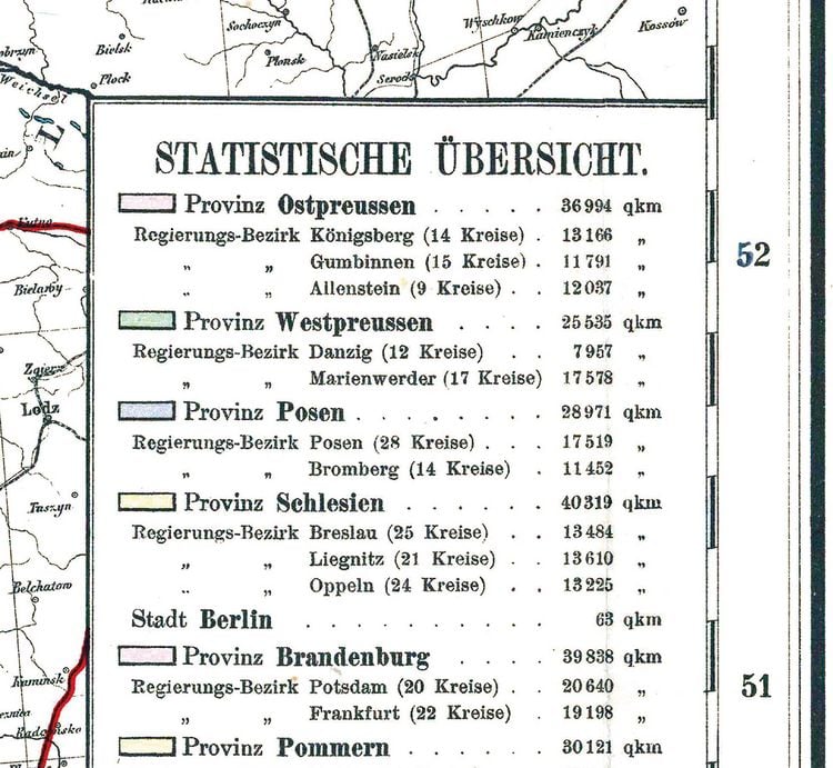 Produktbild: Historische Preussenkarte / DER PREUSSISCHE STAAT - 1905 [gerollt]
