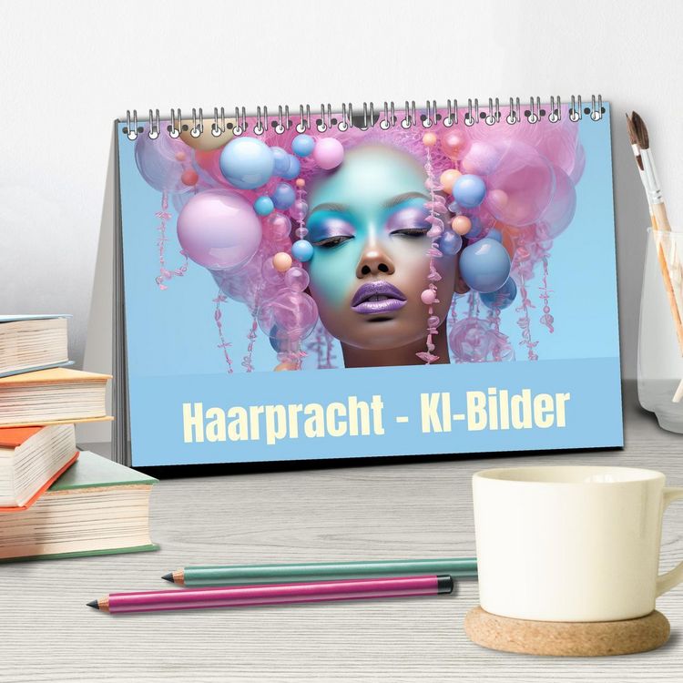 Produktbild: Haarpracht - KI-Bilder (Tischkalender 2026 DIN A5 quer), CALVENDO Monatskalender