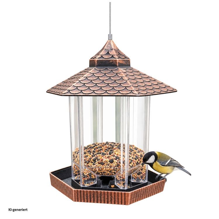 Produktbild: HTI-Living Vogelfutterhaus Nessa Metallic Gold mit Solarpanel