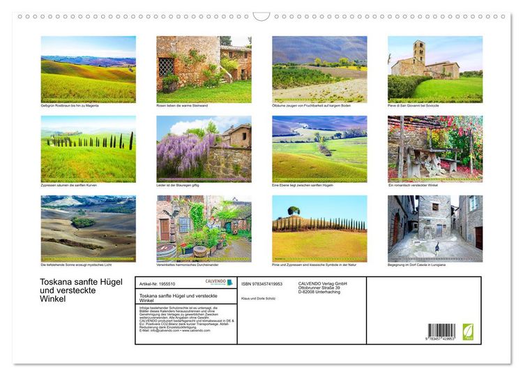 Produktbild: Toskana sanfte H&uuml;gel und versteckte Winkel (Wandkalender 2026 DIN A2 quer), CALVENDO Monatskalender