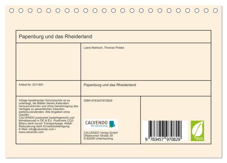 Produktbild: Papenburg und das Rheiderland (Tischkalender 2026 DIN A5 quer), CALVENDO Monatskalender