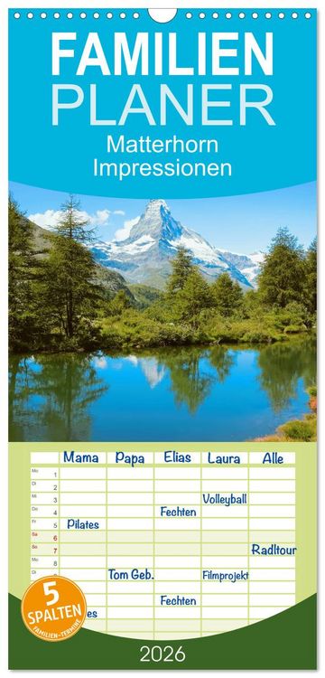 Produktbild: Familienplaner 2026 - MATTERHORN Impressionen mit 5 Spalten (Wandkalender, 21 x 45 cm) CALVENDO