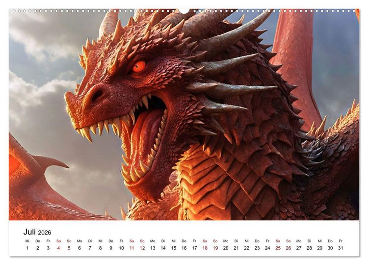 Produktbild: Drachen - Furchterregende und imposante Fabelwesen (hochwertiger Premium Wandkalender 2026 DIN A2 quer), Kunstdruck in Hochglanz