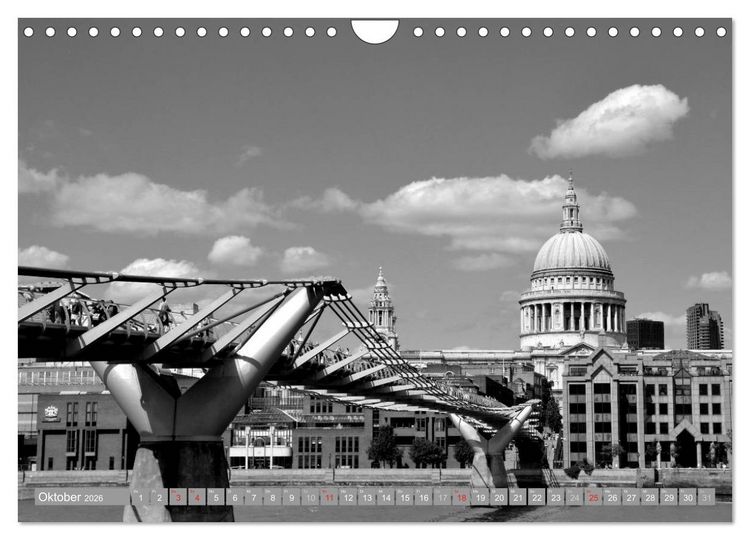 Produktbild: London in Schwarz-Wei&szlig; (Wandkalender 2026 DIN A4 quer), CALVENDO Monatskalender