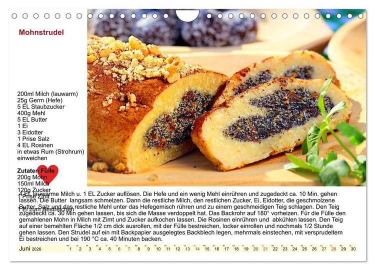 Produktbild: Delikates &Ouml;sterreich. K&uuml;chenkalender mit den klassischen S&uuml;&szlig;speisen (Wandkalender 2026 DIN A4 quer), CALVENDO Monatskalender