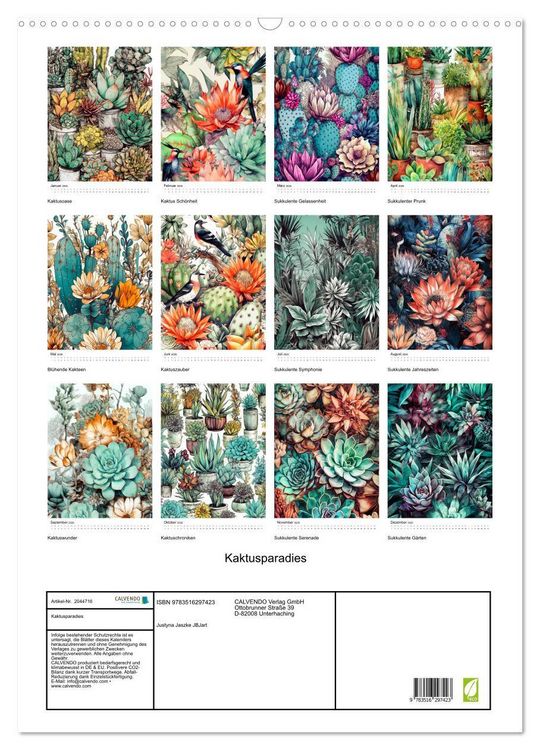 Produktbild: Kaktusparadies (Wandkalender 2026 DIN A2 hoch), CALVENDO Monatskalender
